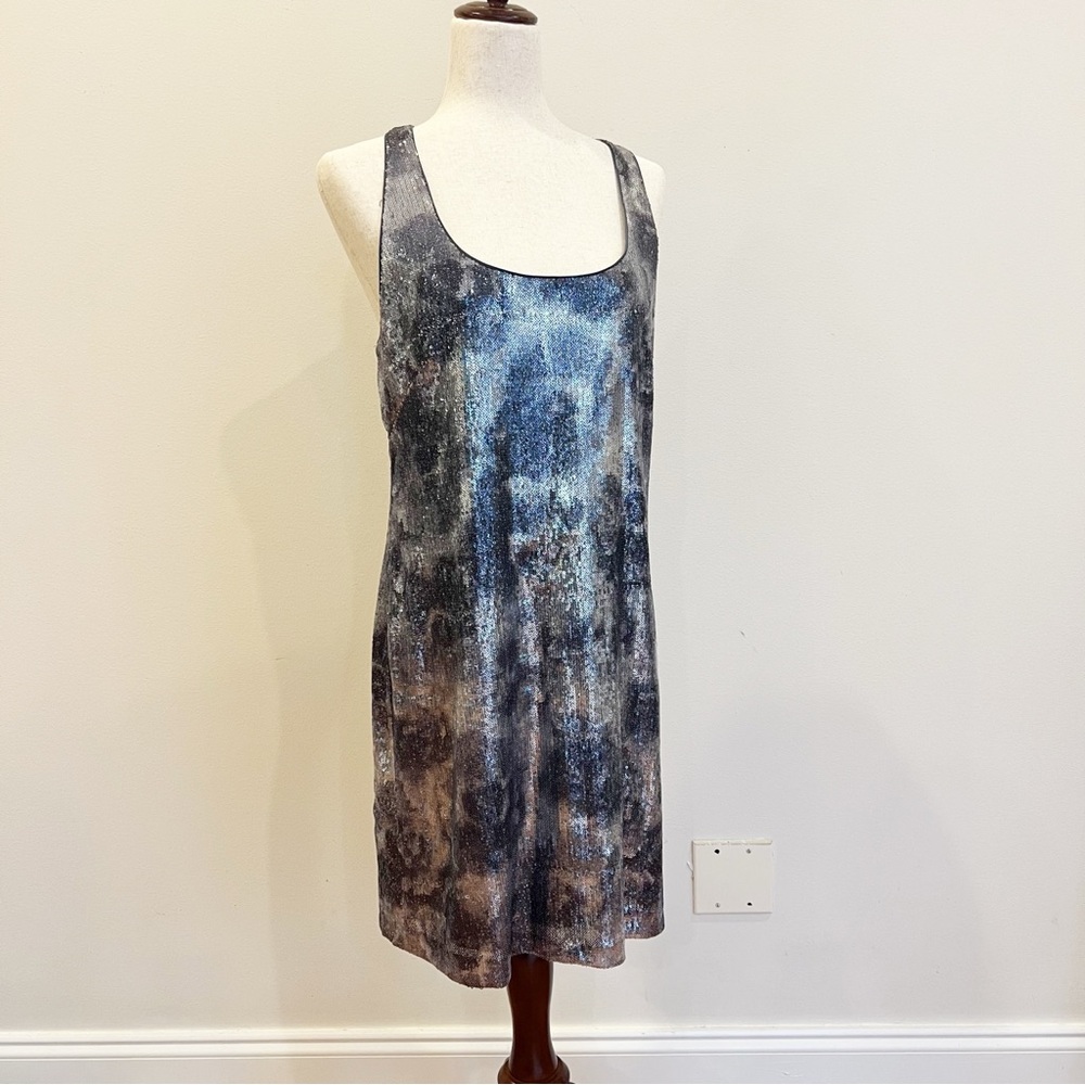 Adrianna Papell Sleeveless Racerback Mini Dress Size 12 Sequined Cocktail Party